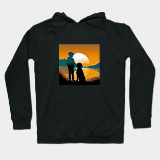 Boy and Dog Vintage Sunset Hoodie